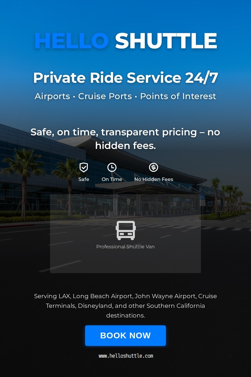 Private Airport Shuttle in Southern California | LAX, Disneyland, Cruise Ports