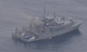 Japanese Navy Ship Catches Fire, Risk of Sinking